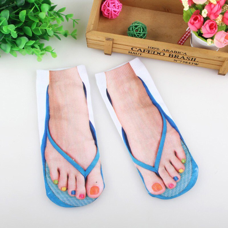 Women's Fashion Personality Flip-flops Nail Printing Socks