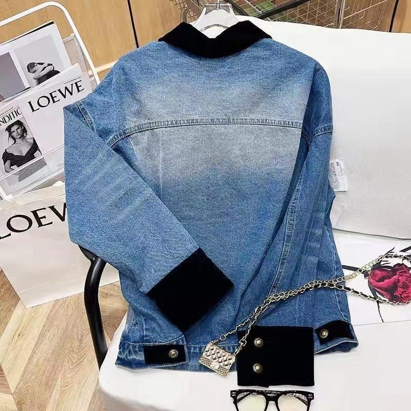 Color-block Denim Jacket Women's Top Design Sense