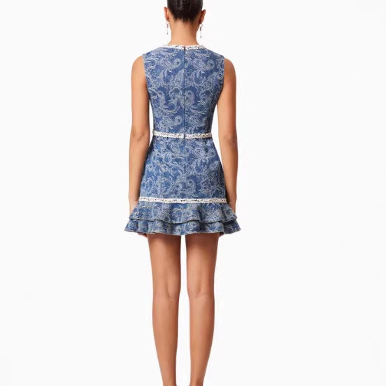 Women's Retro Embroidered Sleeveless Vest Dress