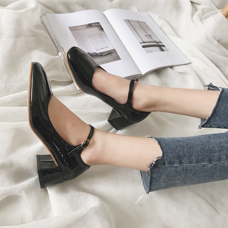 New Vintage Square Toe French Mary Jane High Heels