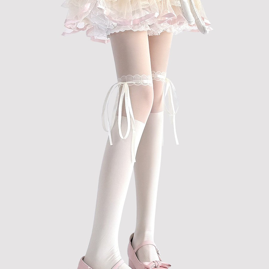 Women's Lace-up Pantyhose Thin