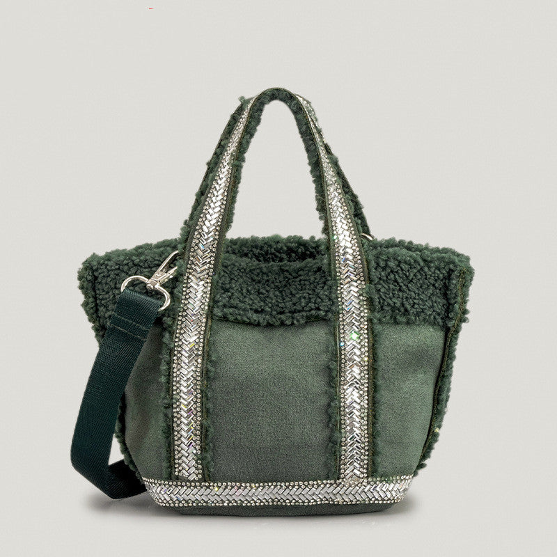 Autumn And Winter Woolen Bucket Bag Female Special-interest Design
