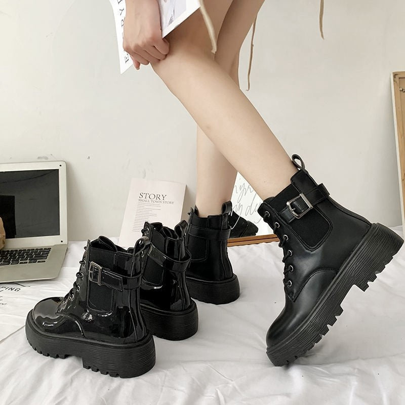New British Style Comfortable Mid-tube Thick-soled Fashion Boots
