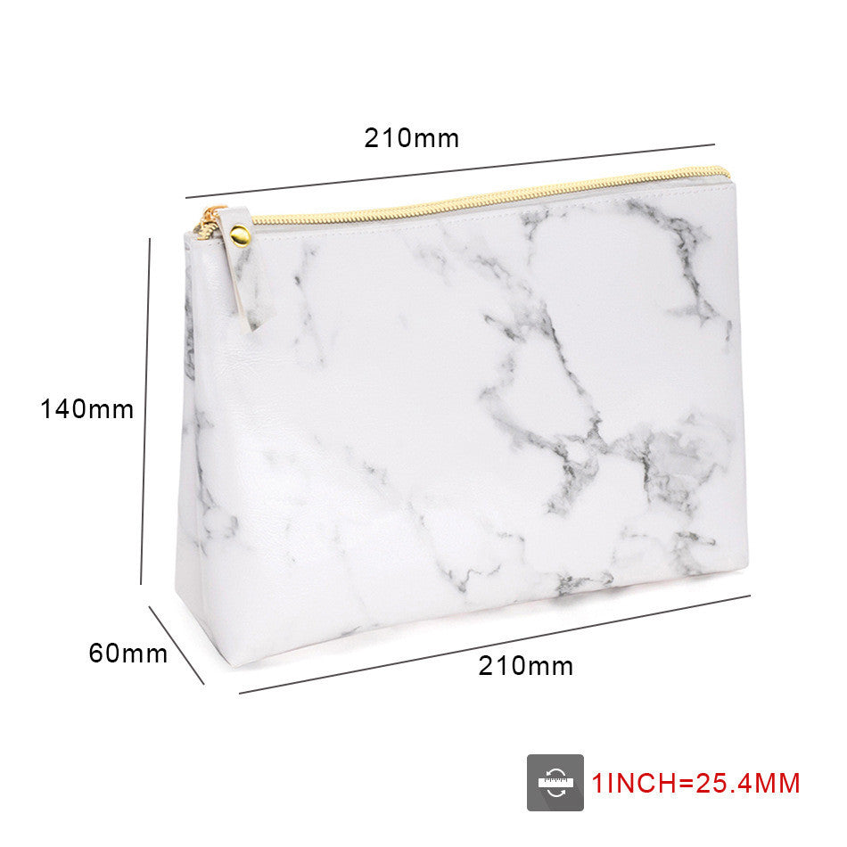 Fashion Simple White Marbled PU Cosmetic Bag