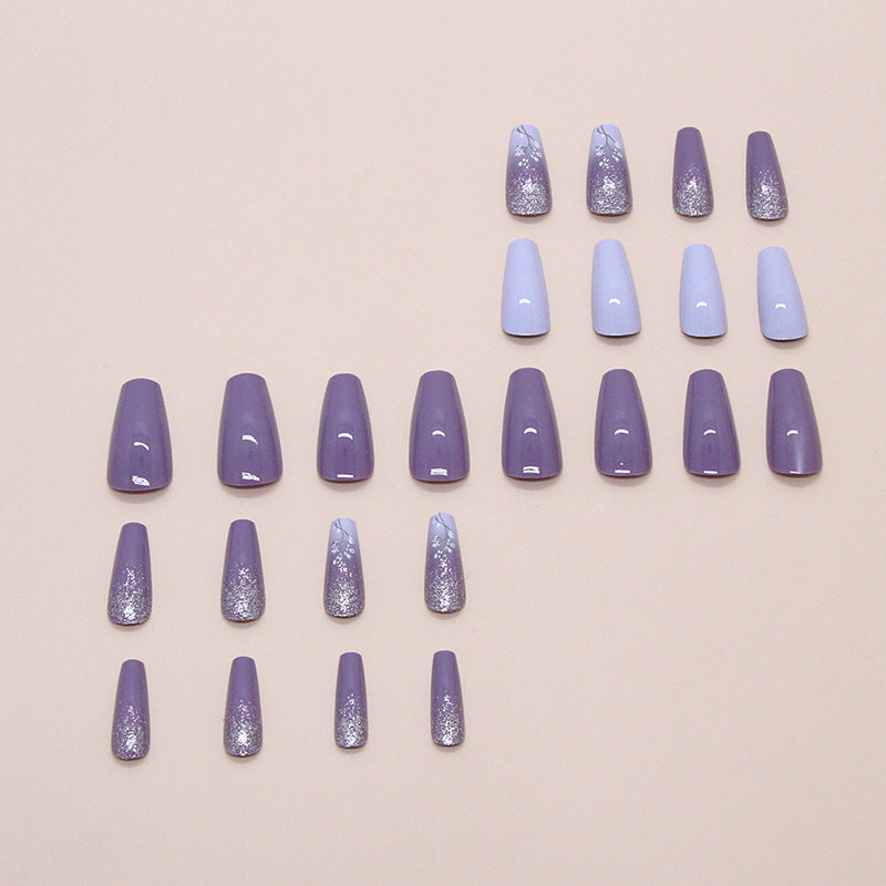 Press-on Ballet Nail Stickers Purple Vine Removable