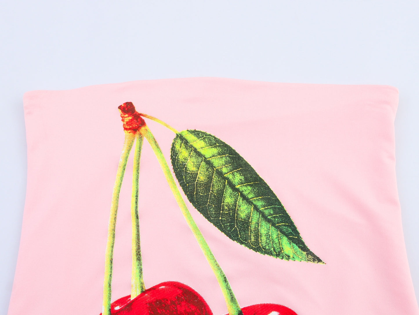 Summer European And American Style Cherry Printed Nylon Bandeau Sling Top