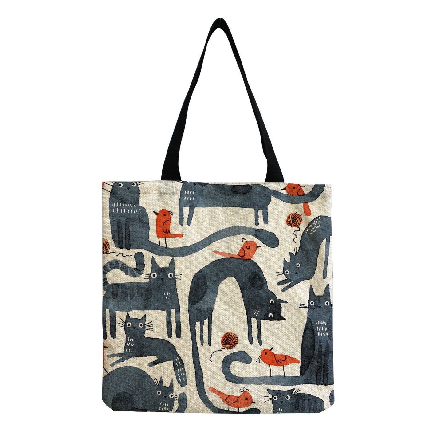 Foldable Portable Cute Cat-group Printed Handbag