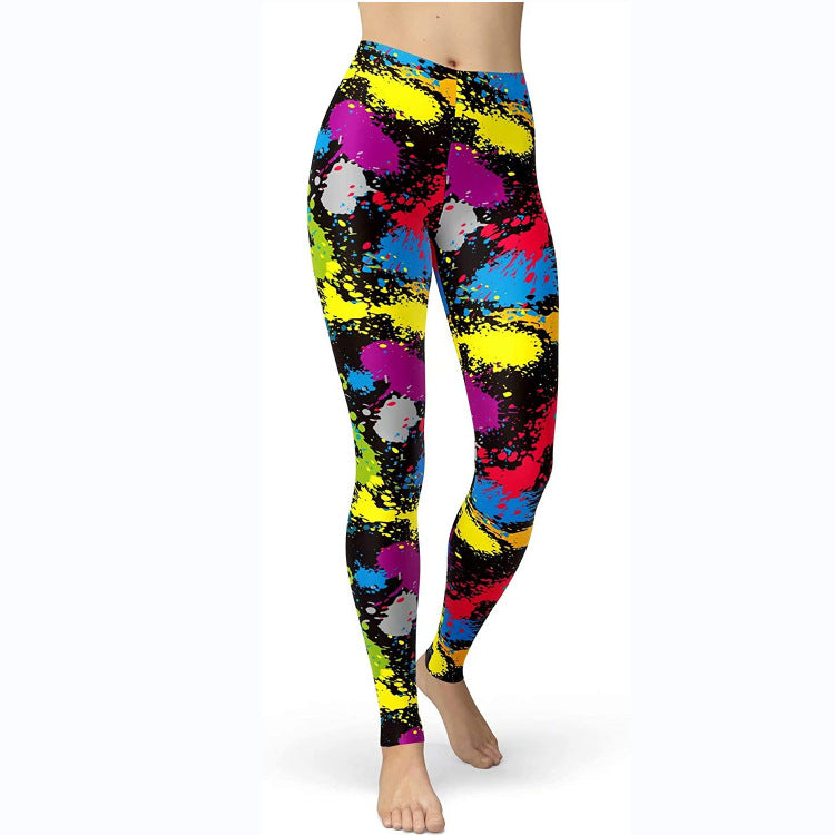 Multi-color Printing Slim Fit Hip Raise Slimming Plus Size Running Yoga Fitness Leggings
