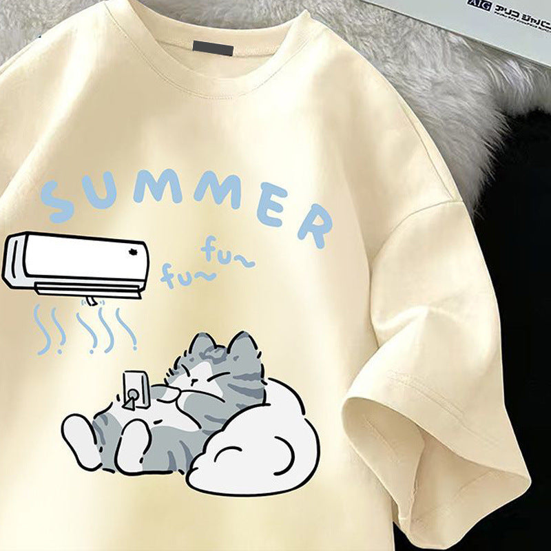 Round Neck Printed Cute Wild Simple
