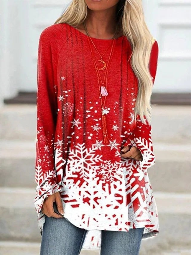 Women's Long Sleeve Round Neck Loose T-shirt