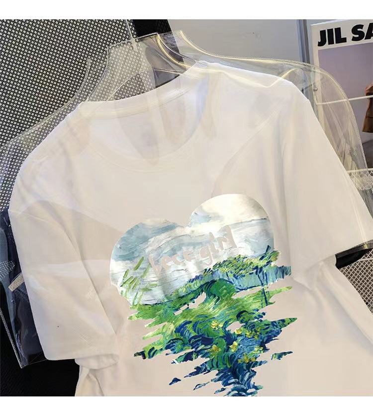 Men And Women Cartoon Cute Print Short Sleeve Summer