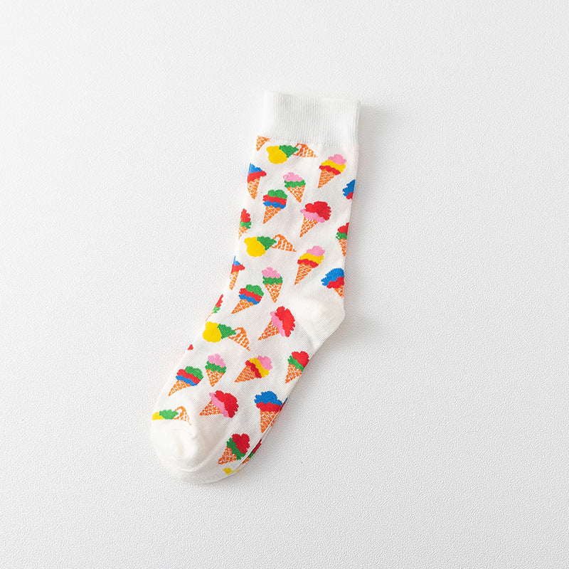 Personality Cartoon Bear Fashion Socks Girl Style Ice Cream