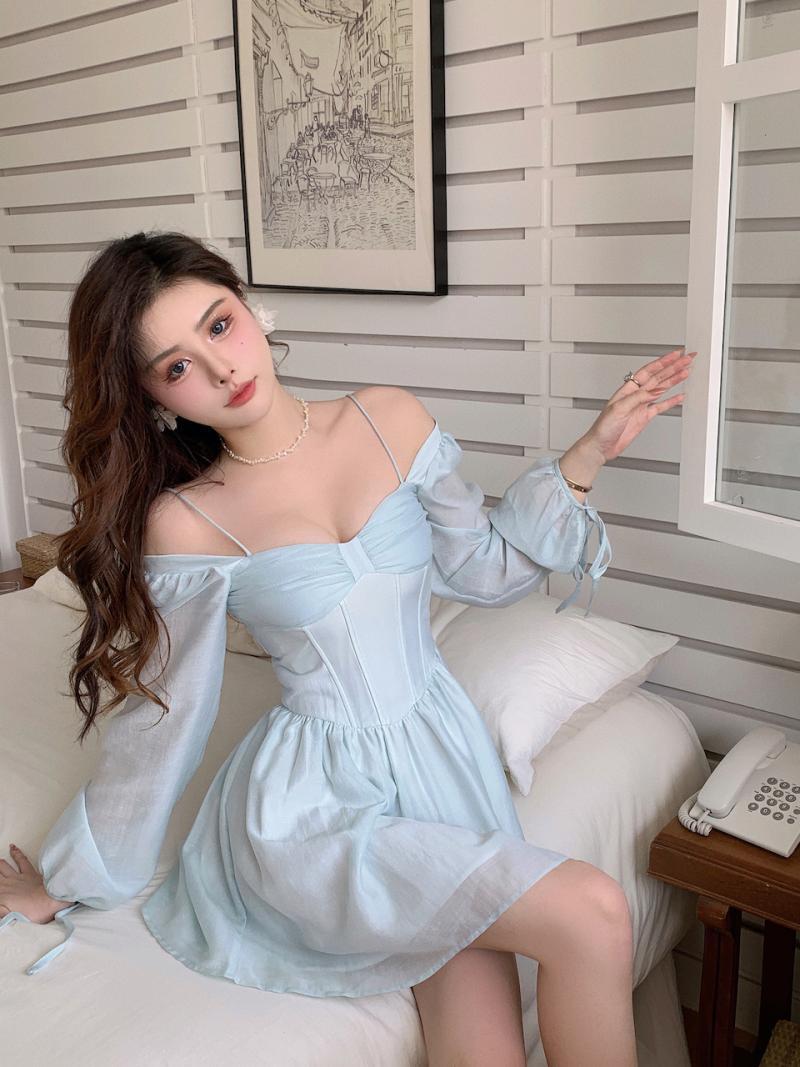 French Retro Long Sleeved Dress For Women