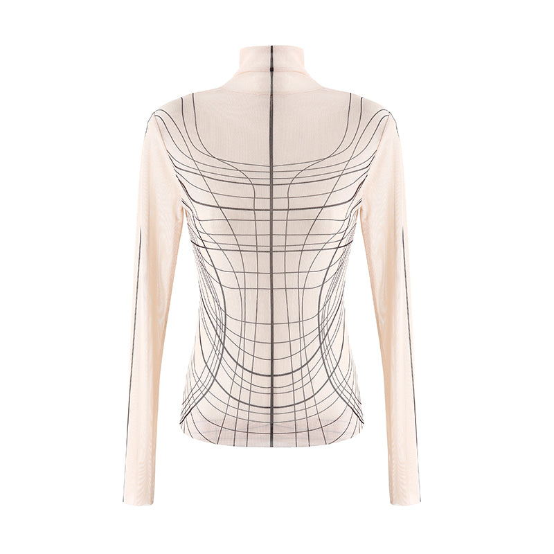 Line Tattoo Clothing Turtleneck Bottoming Shirt Women's High Elastic Long Sleeve T-shirt