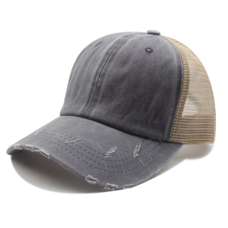 Women's Fashionable All-matching Retro Washed Peaked Cap