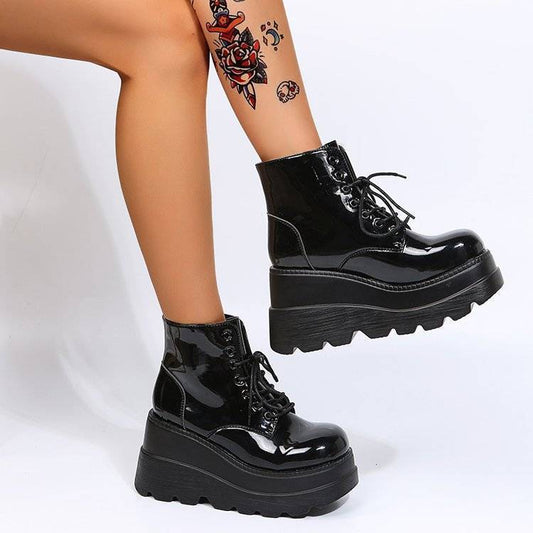 British Style Bootie Women's Fashion Platform Wedge Platform Martin Boots