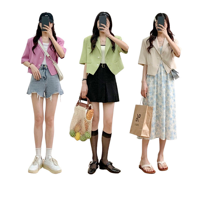 Women's Loose Short Polo Collar Short Suit Jacket