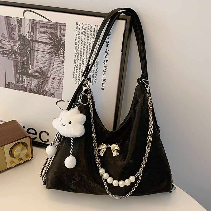 Niche Commuter Pearl Chain One Shoulder Bag Women's All-match Shoulder Tote Bag