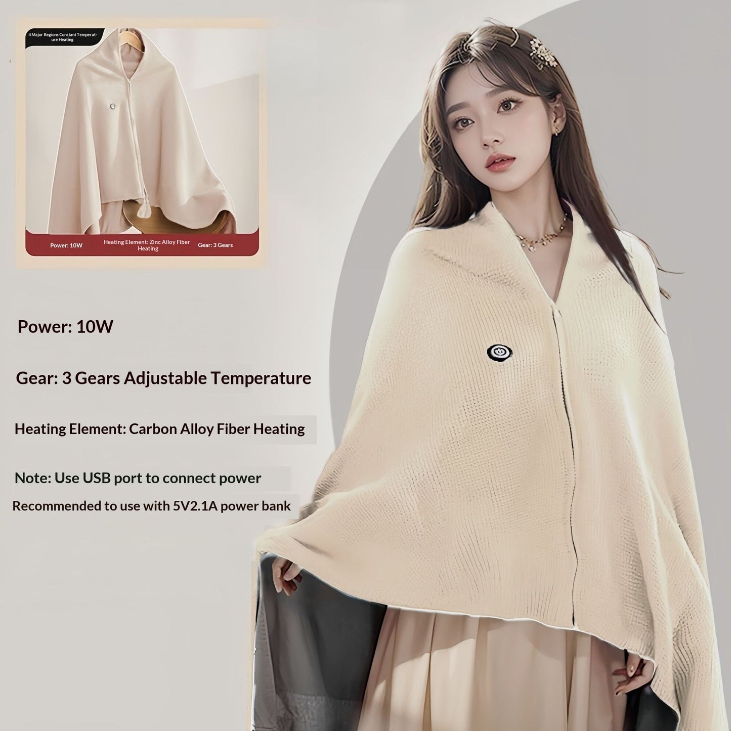 Outdoor Warming Heated Blanket Shawl