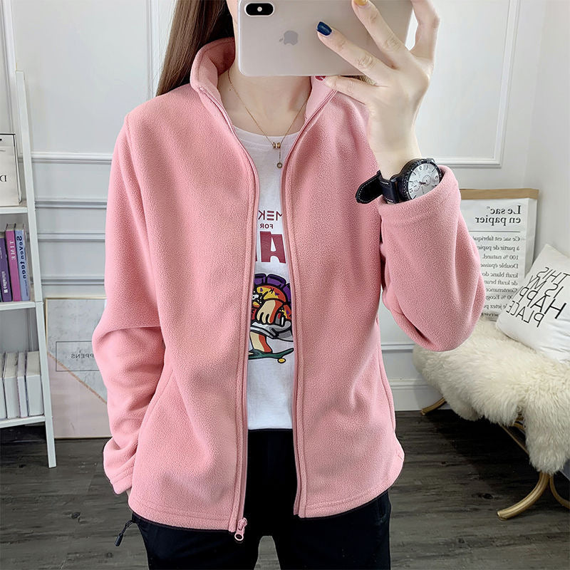 Polar Fleecejakke til kvinder, dobbeltsidet, fortykket sweater