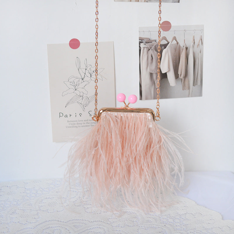 Single-sided Ostrich Fashion Clutch Crossbody Bag
