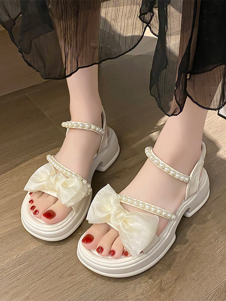 New Summer Mid Heel Bowknot Shoes