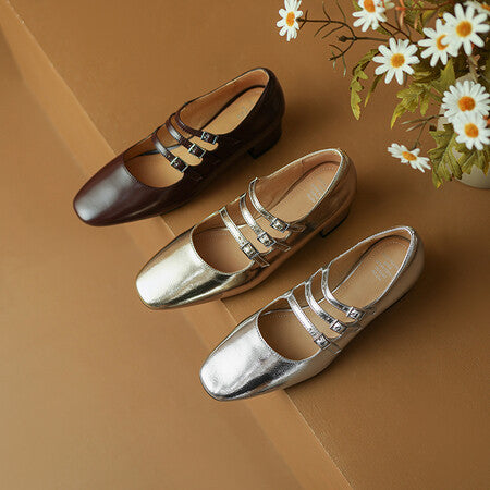 Women's Round Toe Chunky Retro Mid Heel Shoes