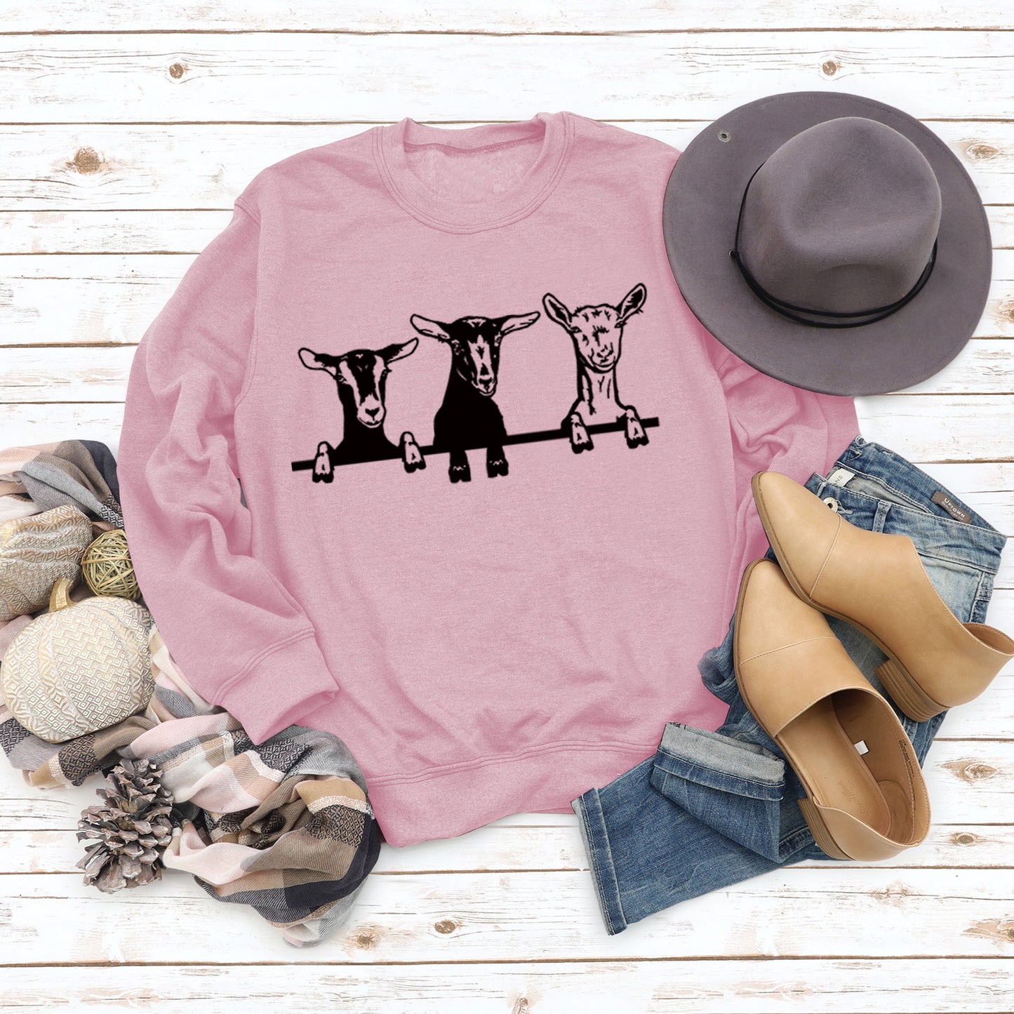 Cute Alpaca Print Casual Crew Neck Sweatshirt