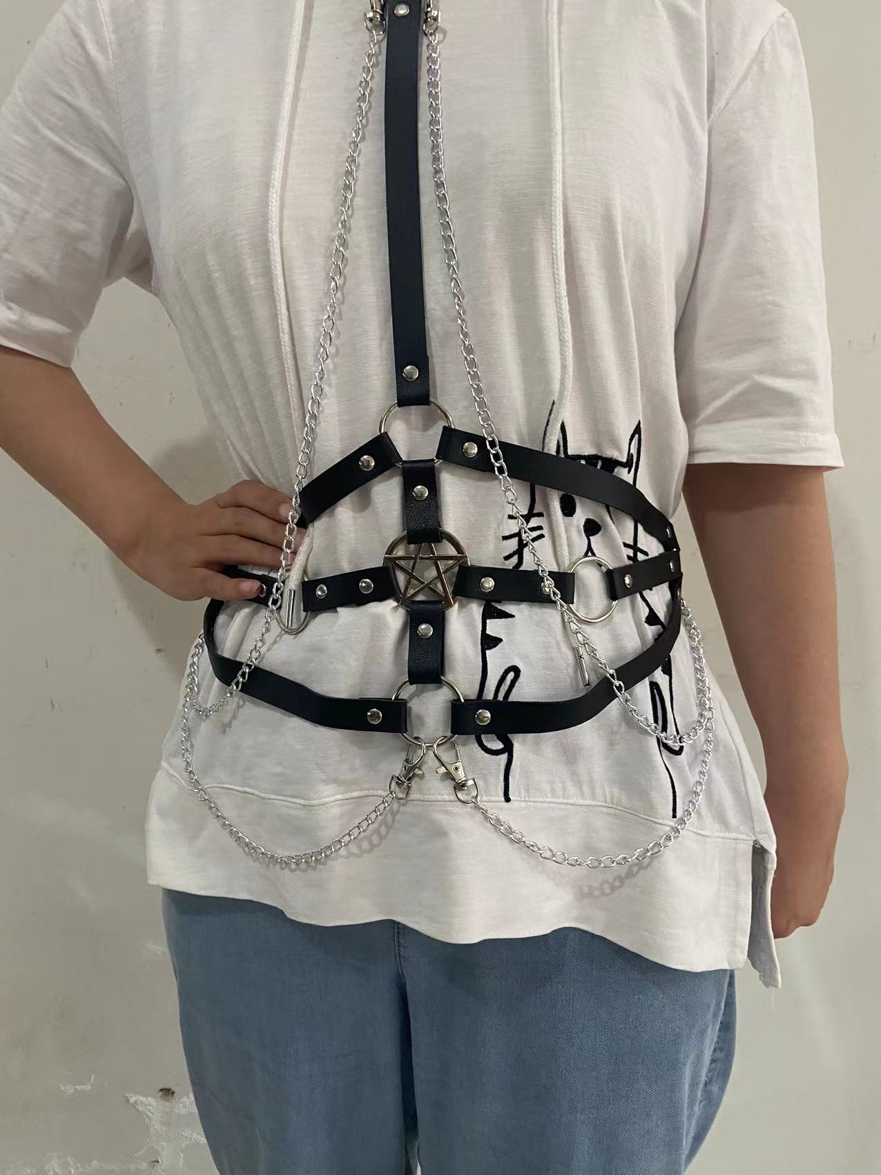 Iron Chain Five-star Halter Ornament Integrated Chain Belt