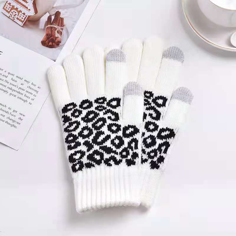 Winter Touch Screen Gloves Knitted Jacquard Men's And Women's Fingers