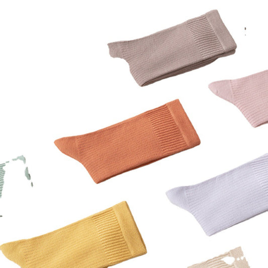 Women's Cotton Macarons Solid Color Socks