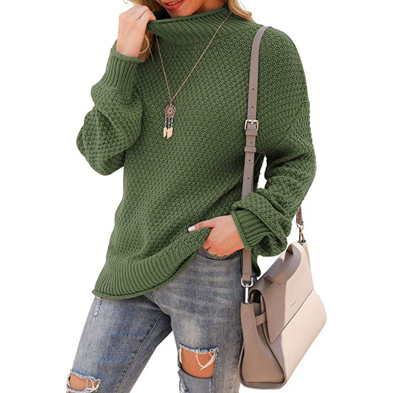 Half Turtleneck Plus Size Batwing Long Sleeve Pullover Loose Sweater