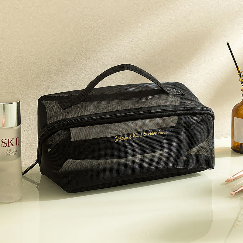 Travel Transparent Portable Large Capacity Mesh Cosmetic Bag