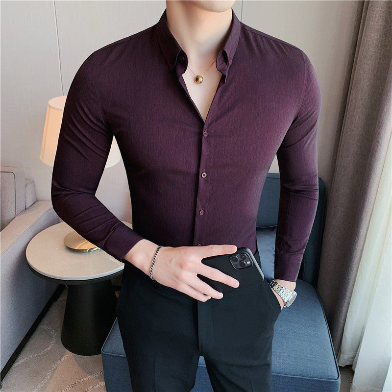 Dark Stripes Slim-fit Business Bottoming Shirt
