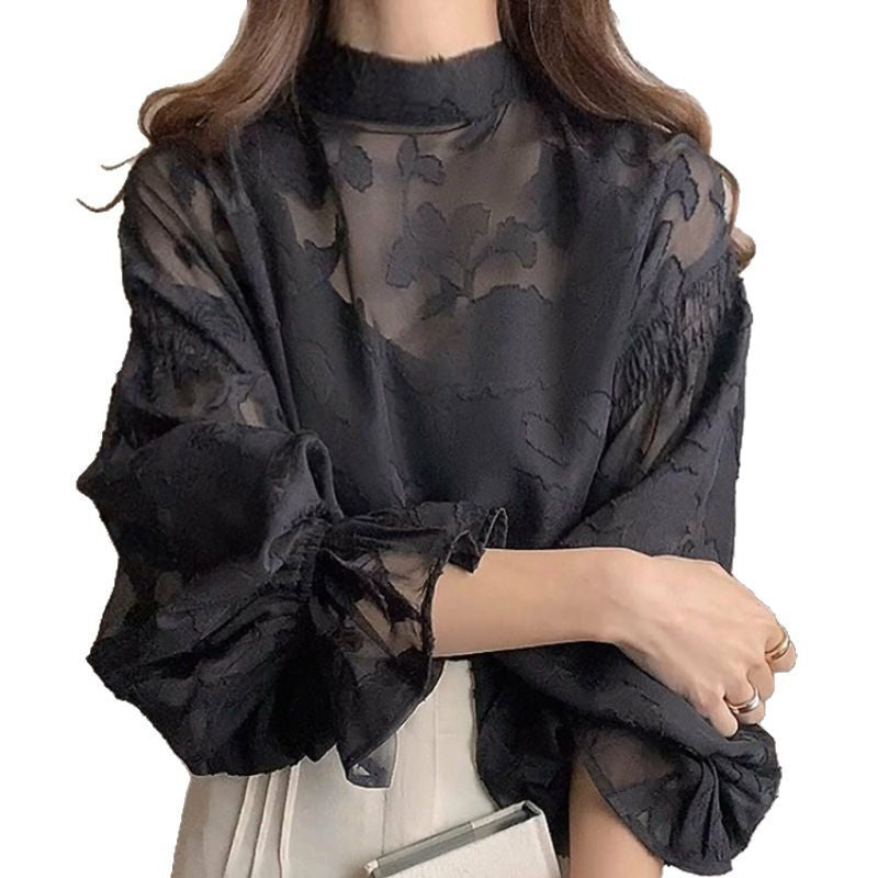 Lace Top With A Fitted Base And Lantern Sleeves