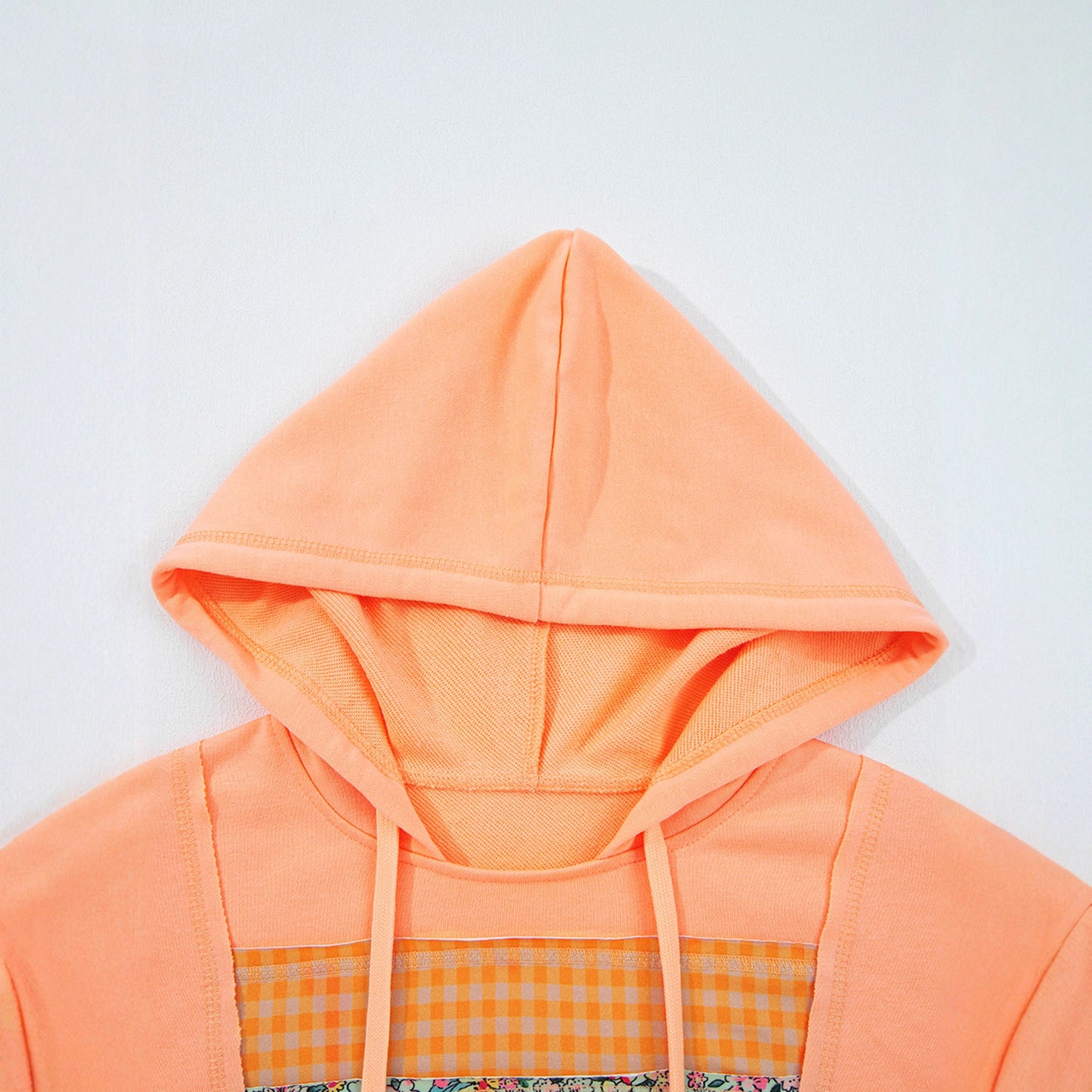Retro Plaid Hooded Women's Contrast Color Sweatshirt