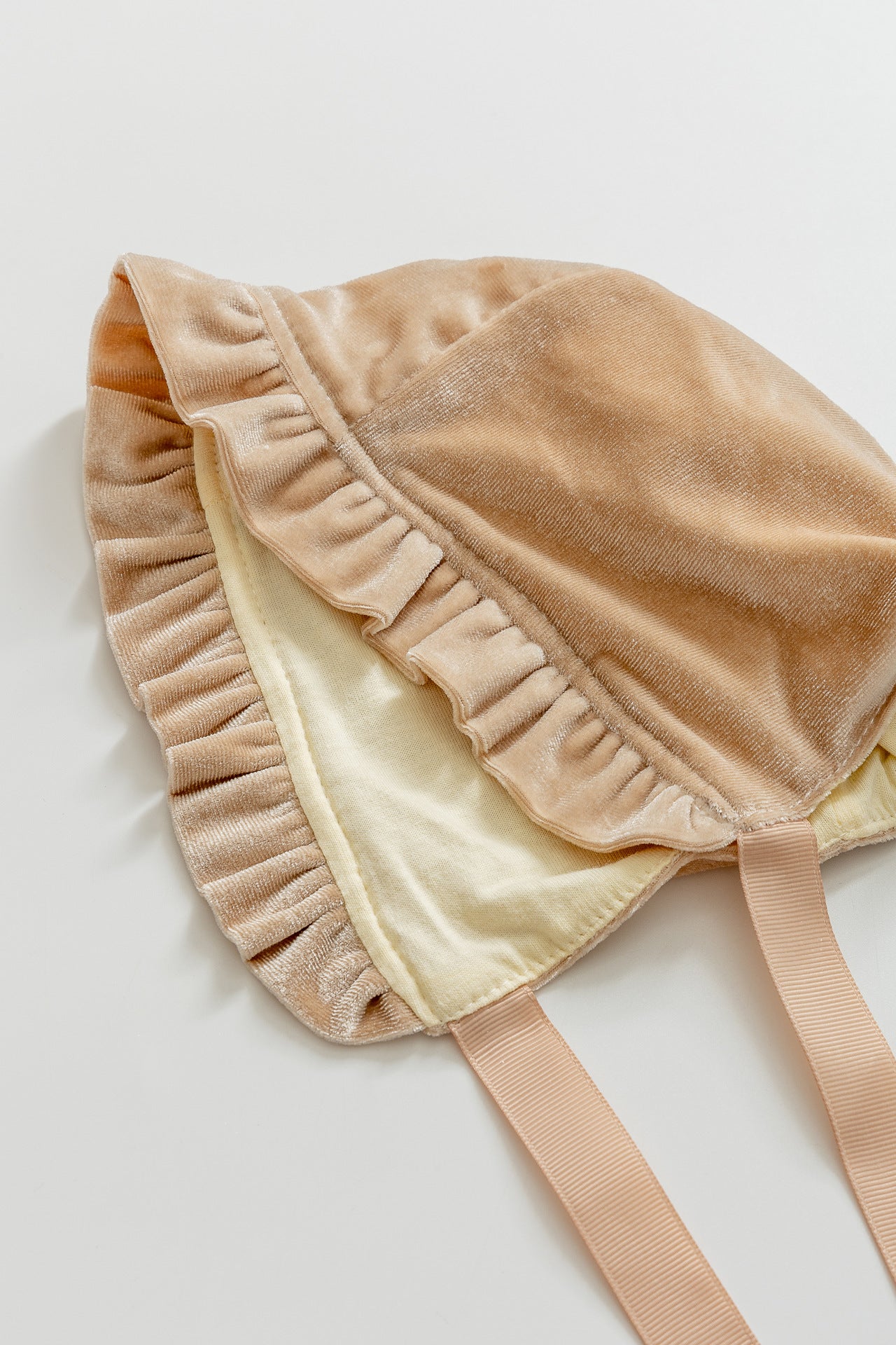 Gold Velvet Wooden Ear Baby Beanie Cap