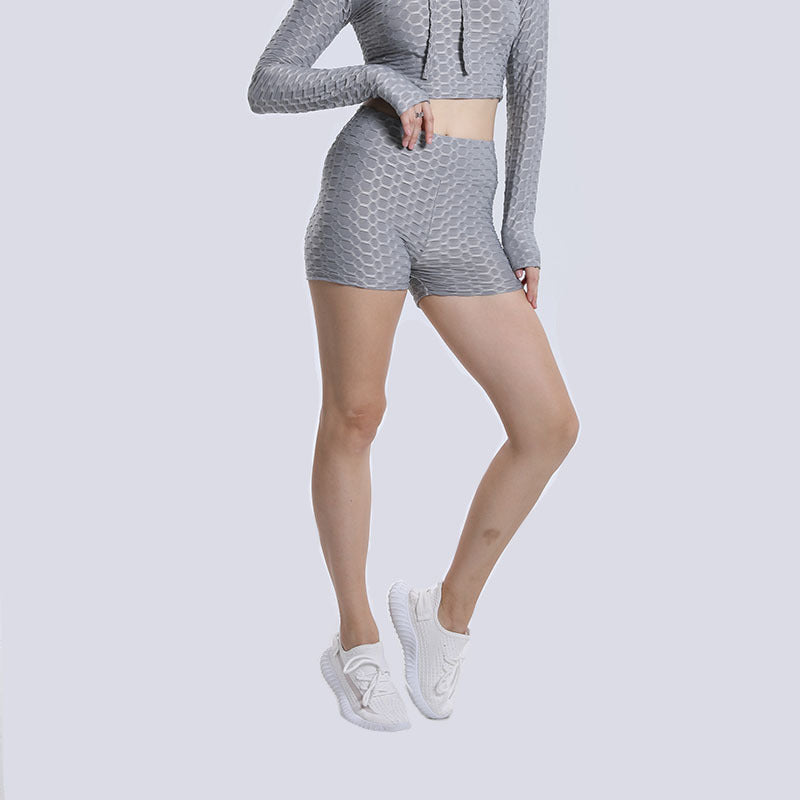 Yogabukser Høj Talje Hofteløft Ensfarvet Bubble Yogashorts
