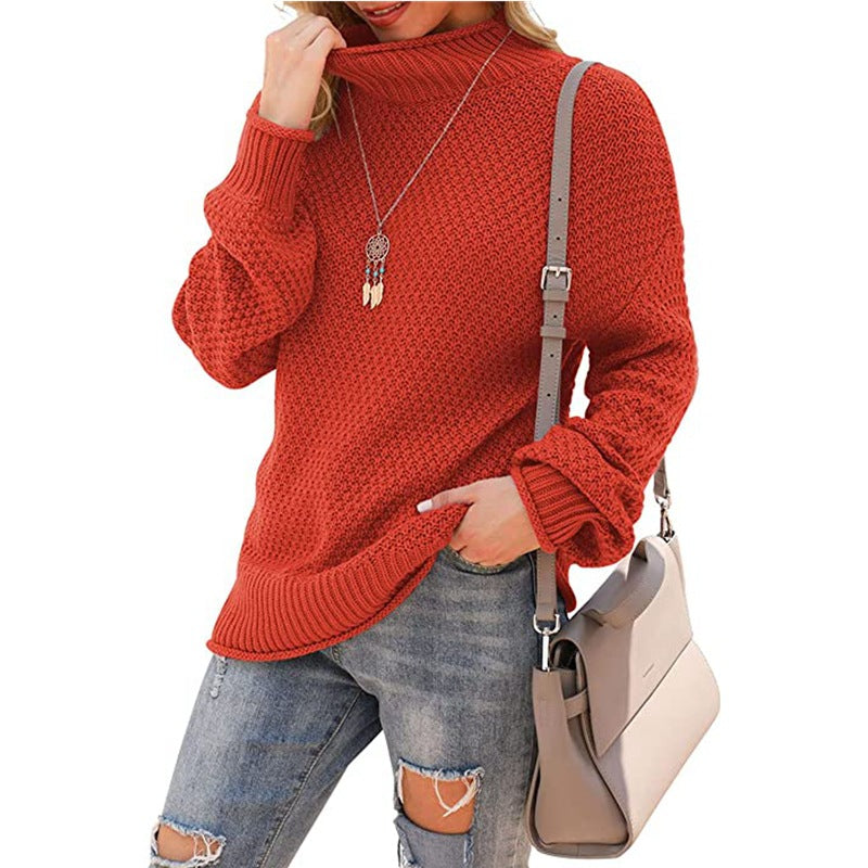 Half Turtleneck Plus Size Batwing Long Sleeve Pullover Loose Sweater