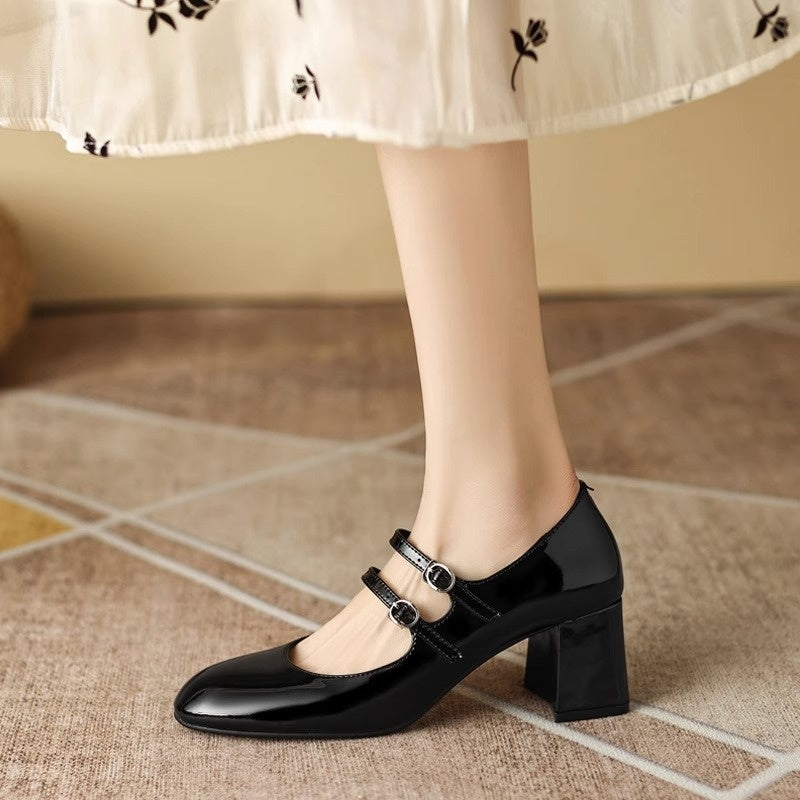Real Soft Leather Rubber Women's Mary Jane Shoes