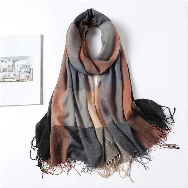Thin Fashion Fringe Versatile Decorative Turban Scarf