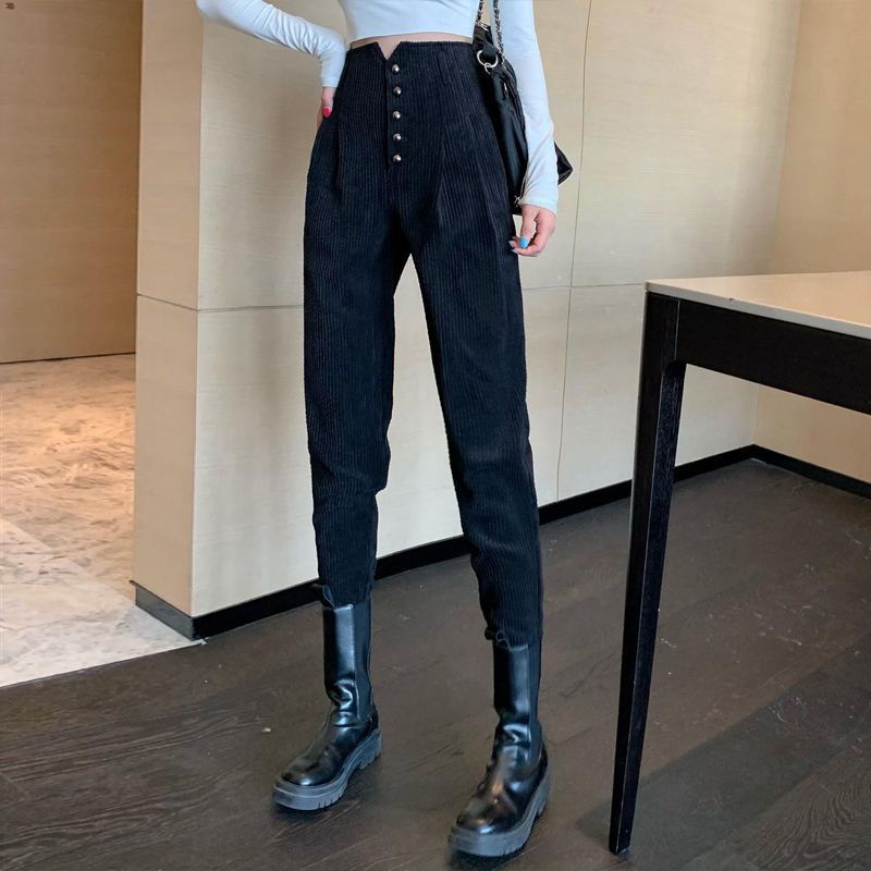 Spring Small Foot Nine Points High Waist Hundred With Thin Radish Pants