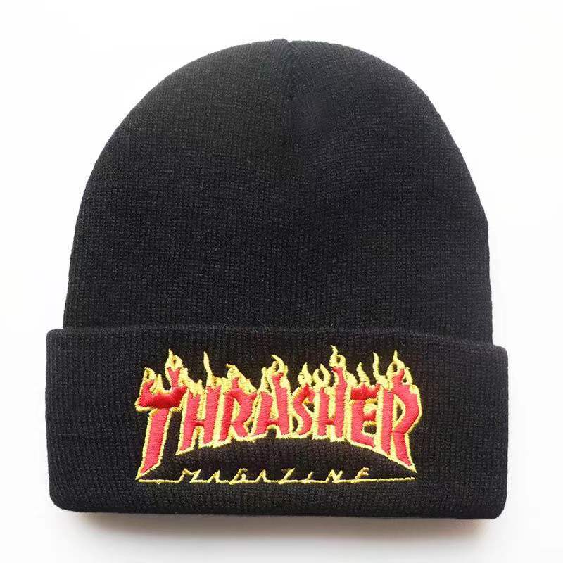 Fashion Flame Letter Embroidery Knitted Hat