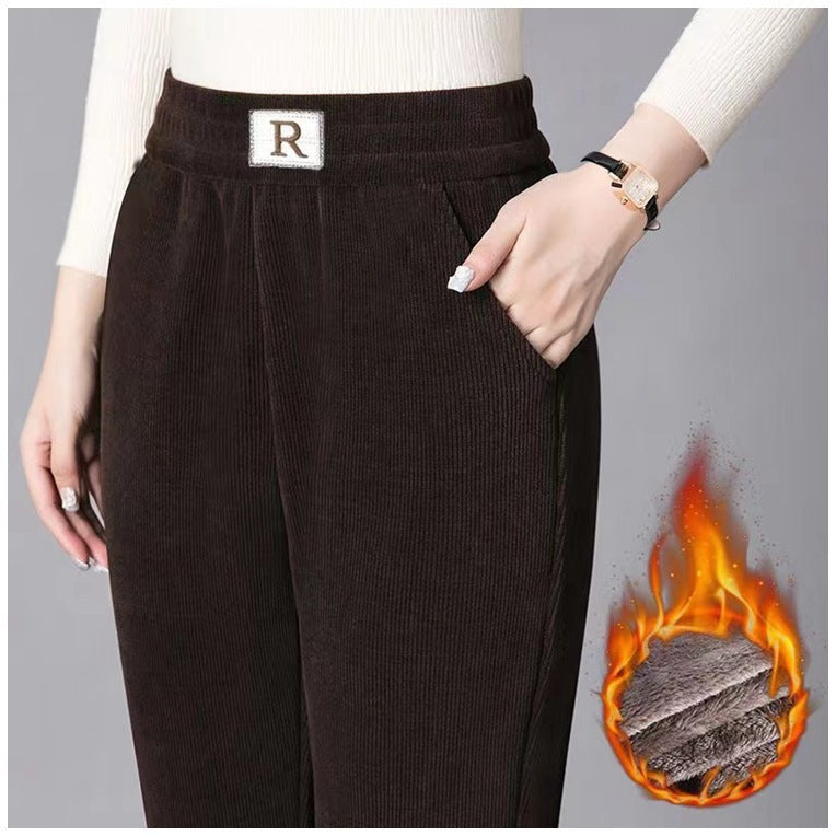 Warm Velvet Padded Thickened Bejirog Casual High Waist Slimming Skinny Pants