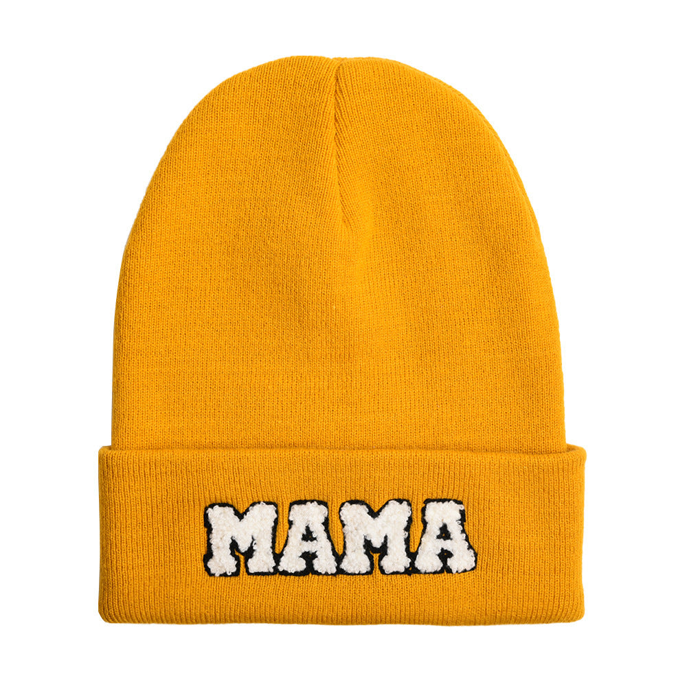 The New Mama Letter Embroidery Wool Hat Solid Color Warm