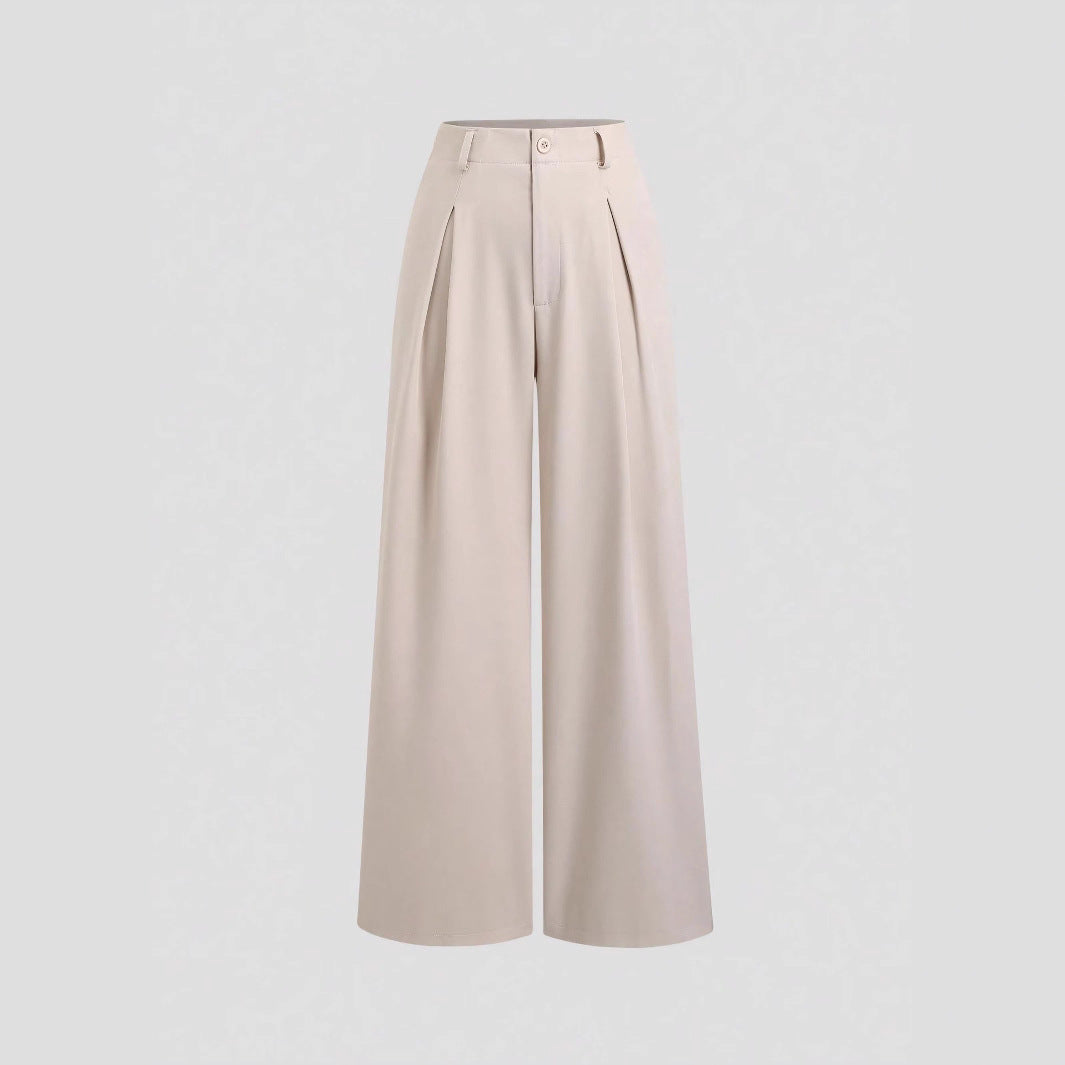 Casual Japanese-style High-waisted Slim-fit Draping Wide-leg Pants