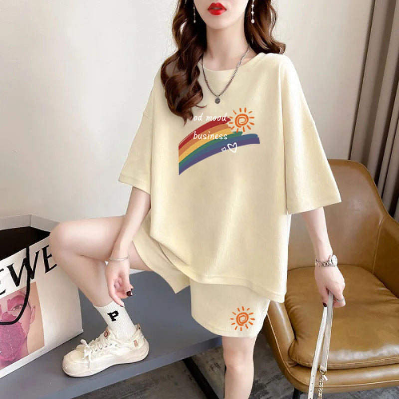 Loose And Slimming Sport Shorts Two-piece Set