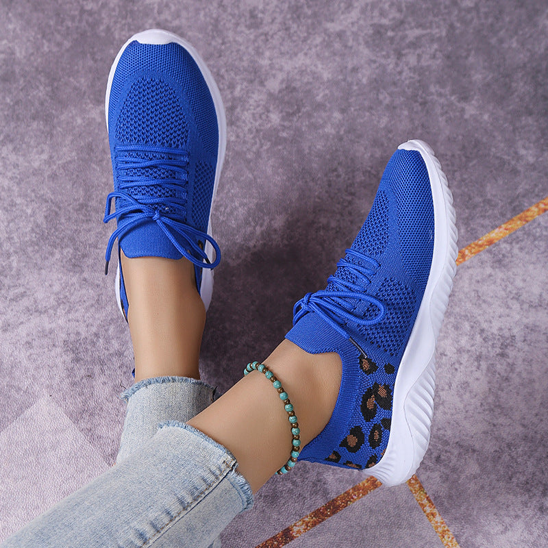 Women's Flat Casual Sports Single-layer Plus Size Lace Up Fashion Mesh Shoes