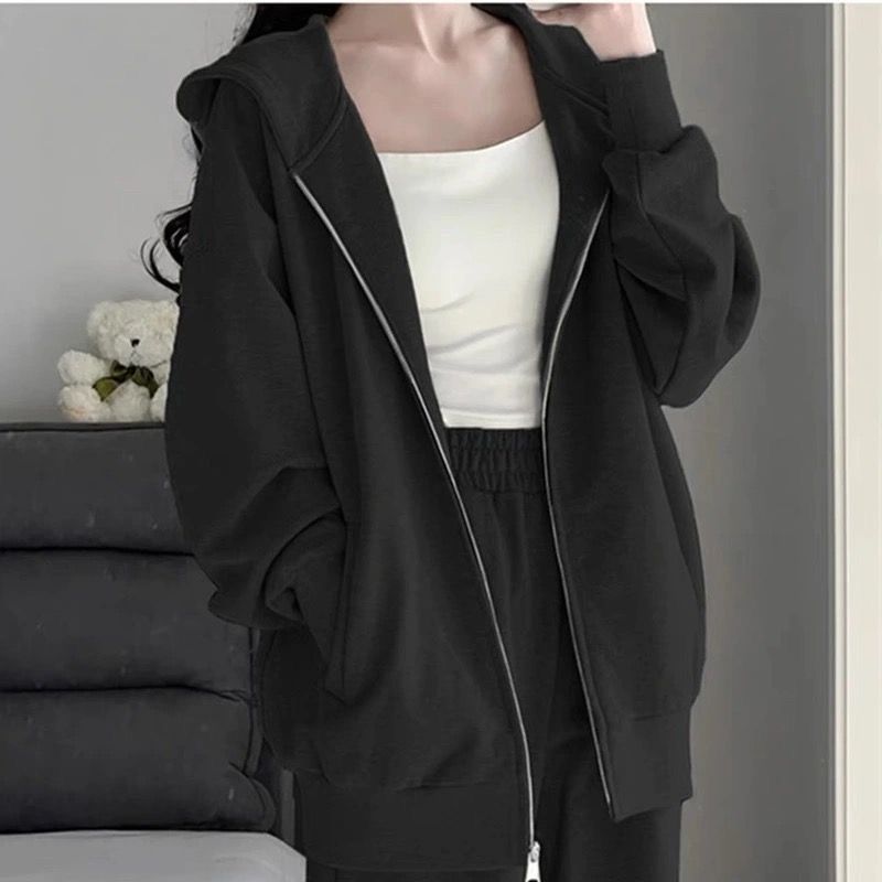 Autumn And Winter Loose Lazy Style Hooded Jacket Student Korean Version Wide-leg Pants Casual Two-piece Set