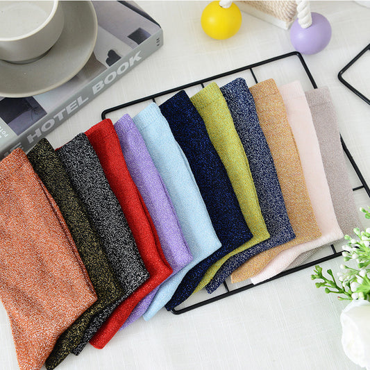 Women's Solid Color Thin Breathable Japanese Lurex Socks